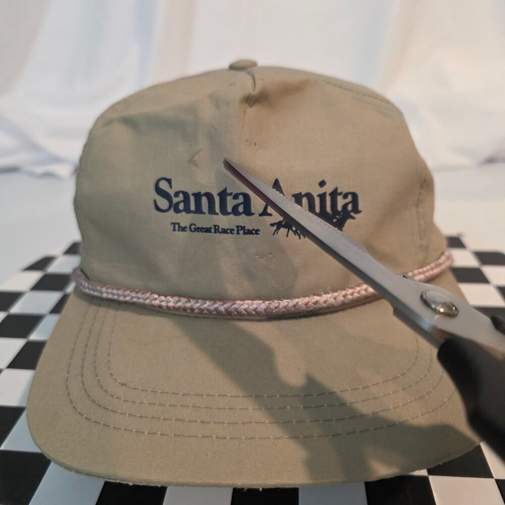 Vintage Sportcap Santa Anita The Great Race Place Rope Hat Khaki OSFA - Picture 2 of 7